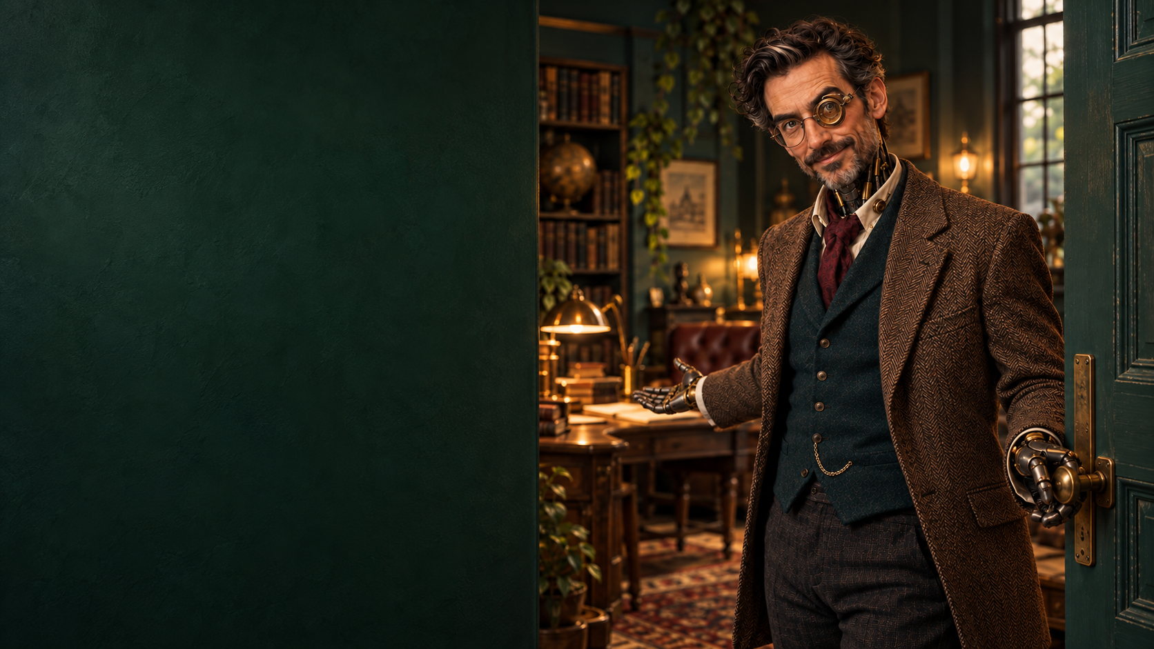 Sherlock t’ouvre la porte de son atelier et t’invite à commencer ton projet.